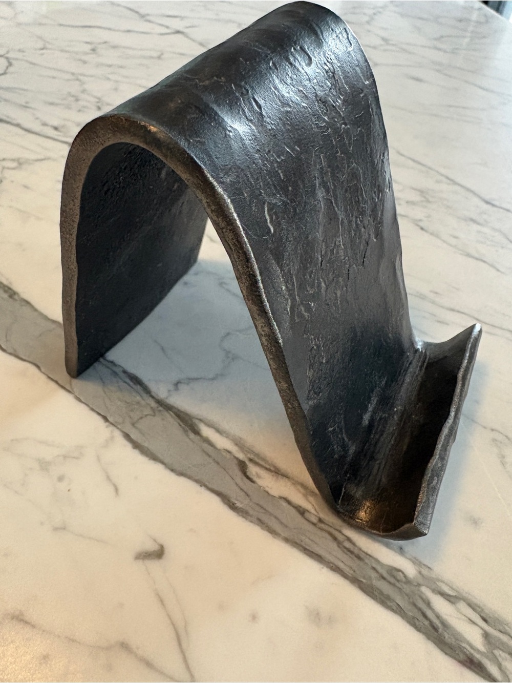 Hand-Forged Black Metal Business Card or Small Art Stand